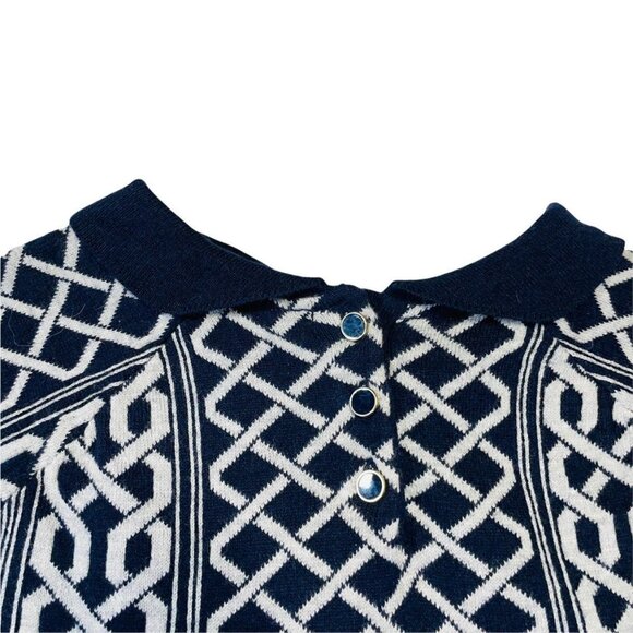 Tommy Hilfiger Navy and White Preppy Short Sleeved Sweater Dress - Picture 10 of 11